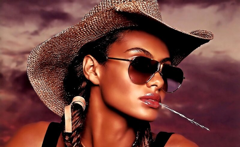 Woman in Cowboy Hat — Brown, Dramatic