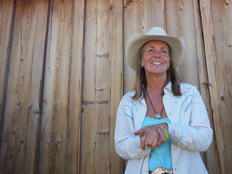 Woman in Cowboy Hat — Brown, Happy
