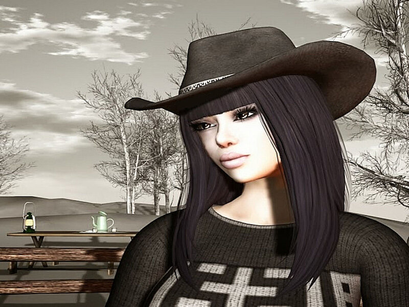 Woman in Cowboy Hat — Brown, Serene, 3d Render