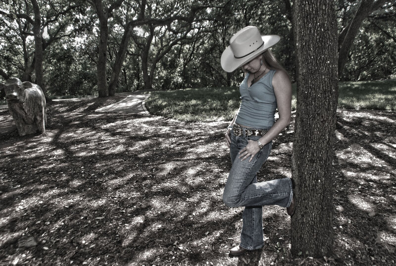 Woman in Cowboy Hat — Gray, Contemplative