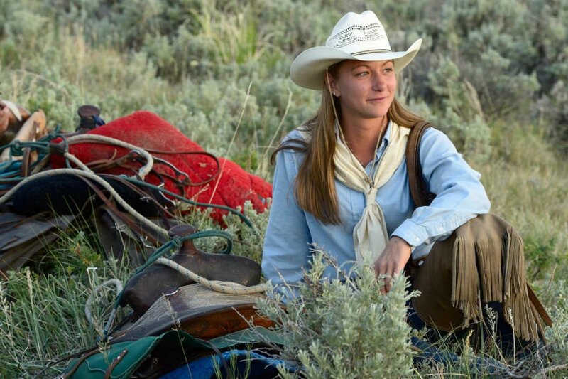 Woman in Cowboy Hat — Green, Calm, Afternoon
