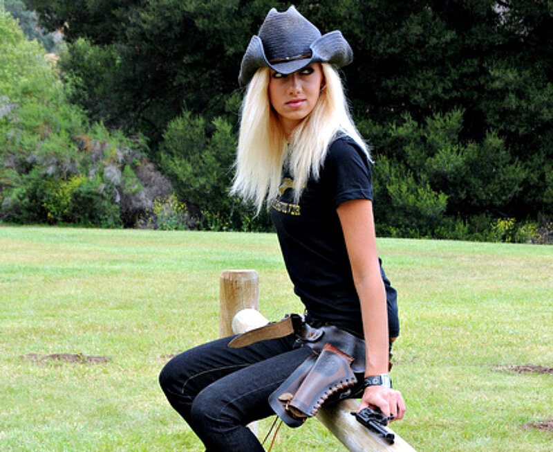 Woman in Cowboy Hat — Green, Confident