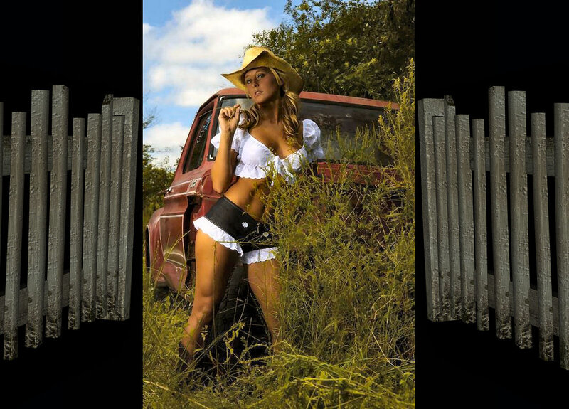 Woman in Cowboy Hat — Green, Outdoor, Afternoon