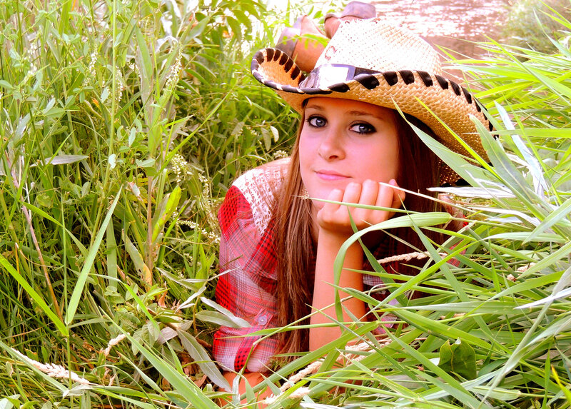 Woman in Cowboy Hat — Green, Peaceful, Afternoon