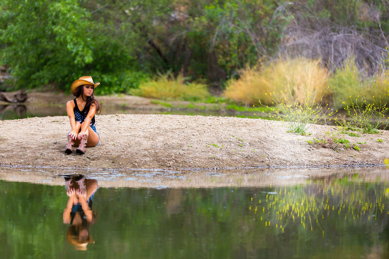 Woman in Cowboy Hat — Green, Serene, Afternoon, Photograph