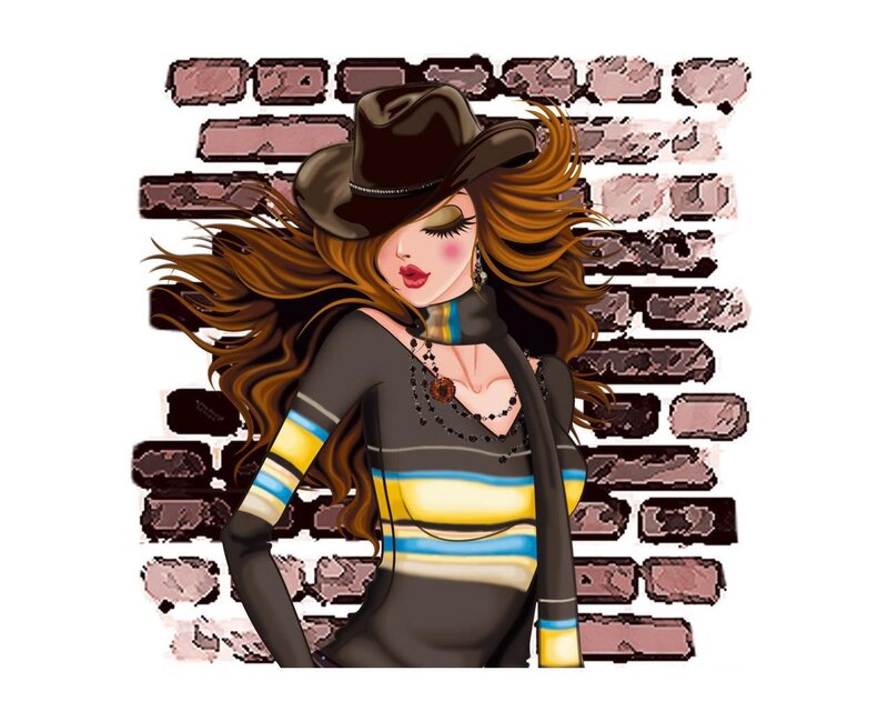 woman in cowboy hat illustration