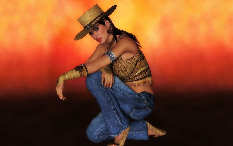Woman in Cowboy Hat — Orange