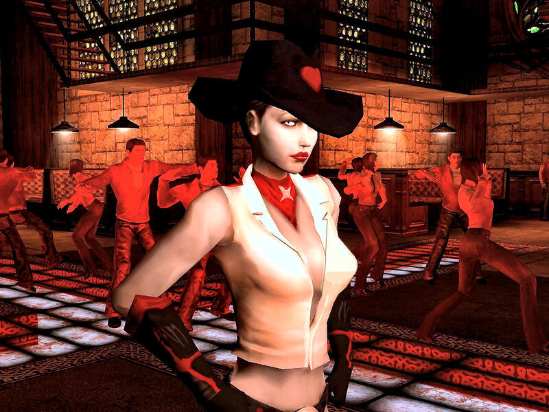 Woman in Cowboy Hat — Red, Dramatic, Night