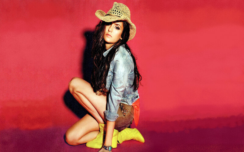 Woman in Cowboy Hat — Red, Dramatic, Photograph, Cowboy Hat, Denim Jacket