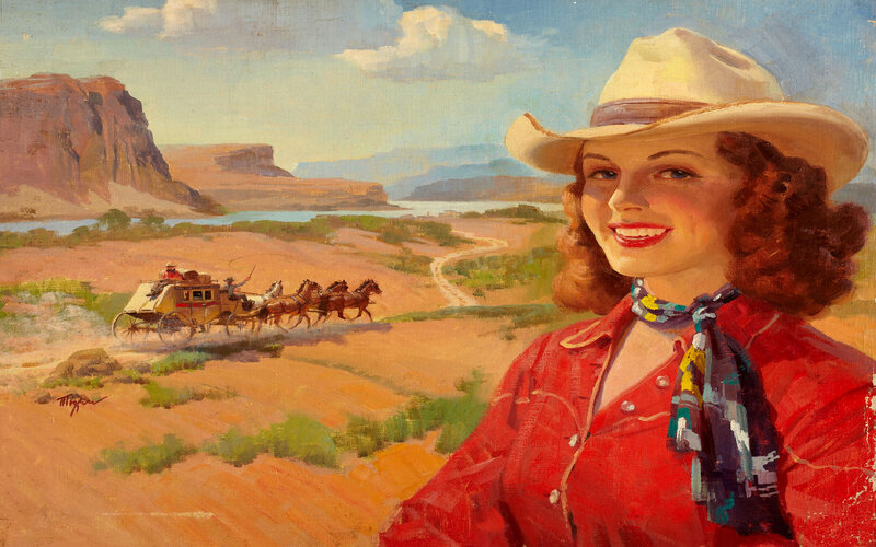 Woman in Cowboy Hat — Red, Serene
