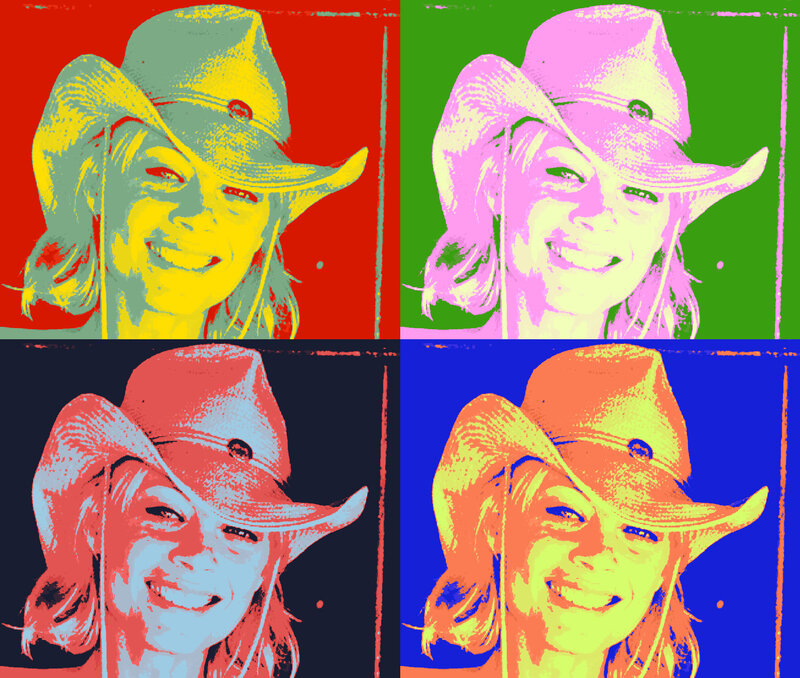Woman in Cowboy Hat — Red, Vibrant
