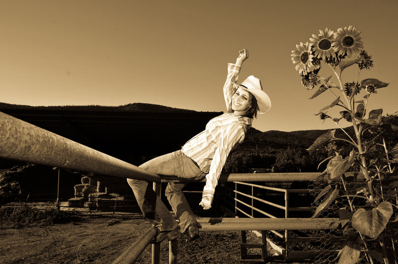 Woman in Cowboy Hat — Sepia, Dramatic