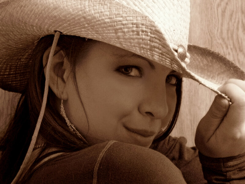 Woman in Cowboy Hat — Sepia, Neutral
