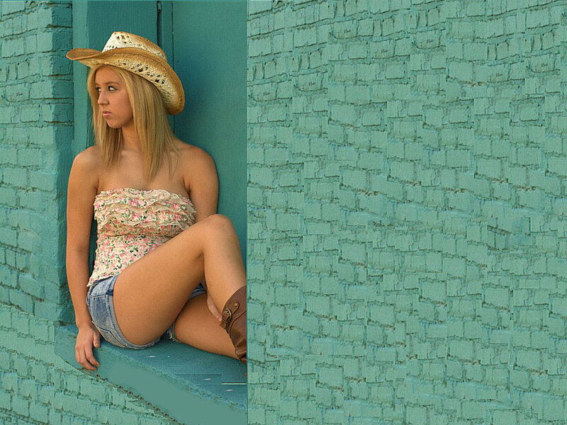 Woman in Cowboy Hat — Teal