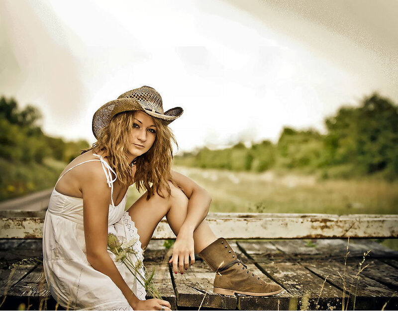 Woman in Cowboy Hat — White, Calm