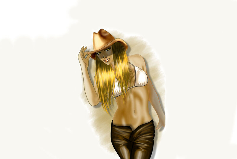 Woman in Cowboy Hat — Yellow, Confident