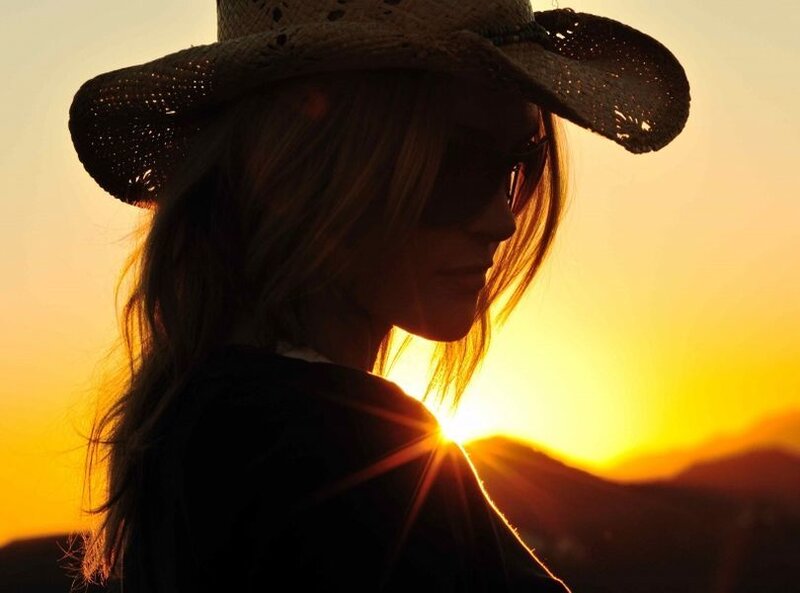 Woman in Cowboy Hat — Yellow