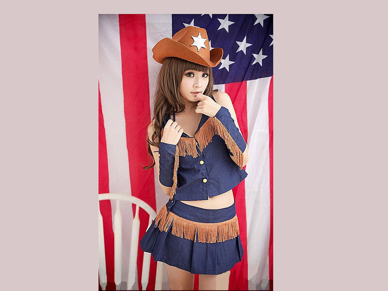 Woman in Cowboy Outfit — Blue, Patriotic