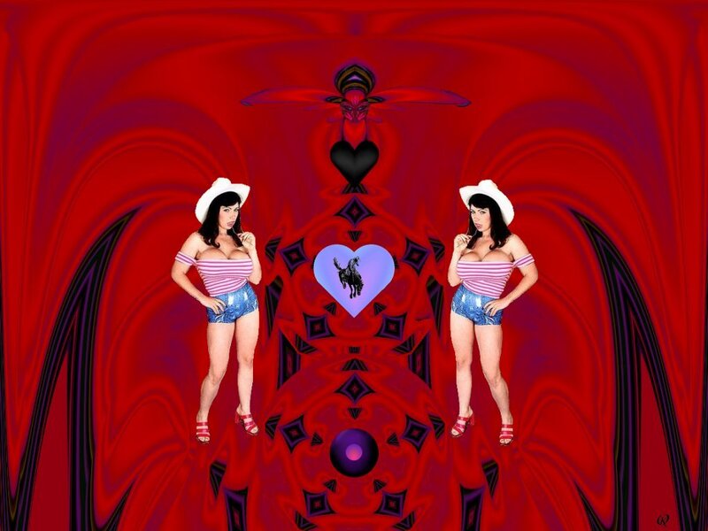 Woman in Cowboy Outfit — Red, Dramatic