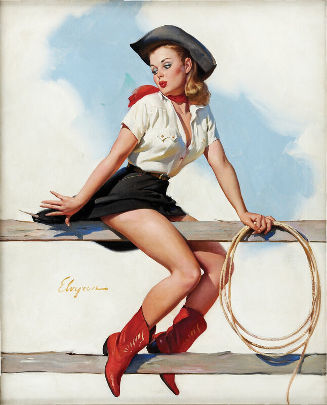 Woman in Cowboy Outfit — White, Confident, Afternoon, Illustration
