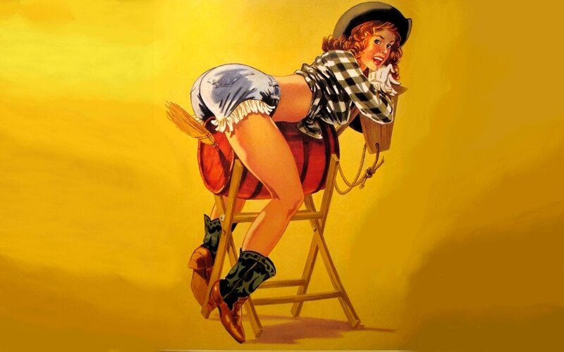 Woman in Cowboy Outfit — Yellow, Playful