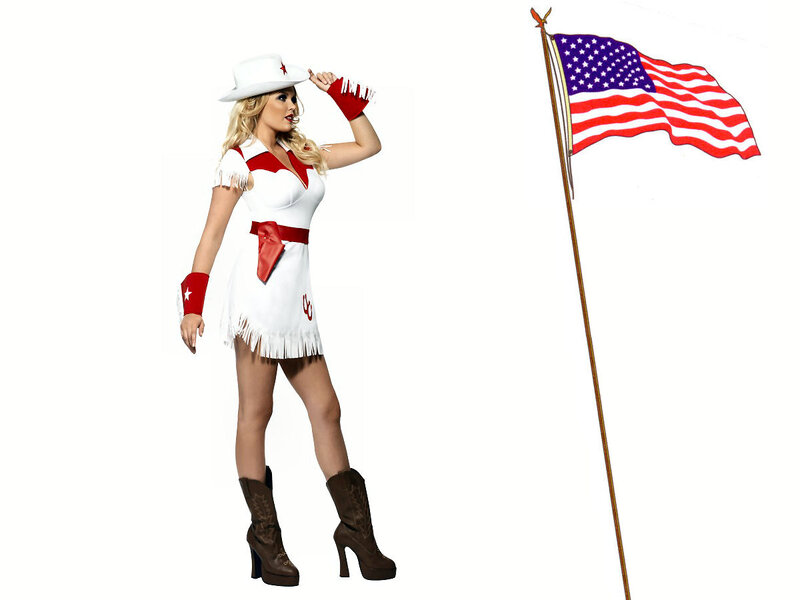 Woman in Cowgirl Costume — White