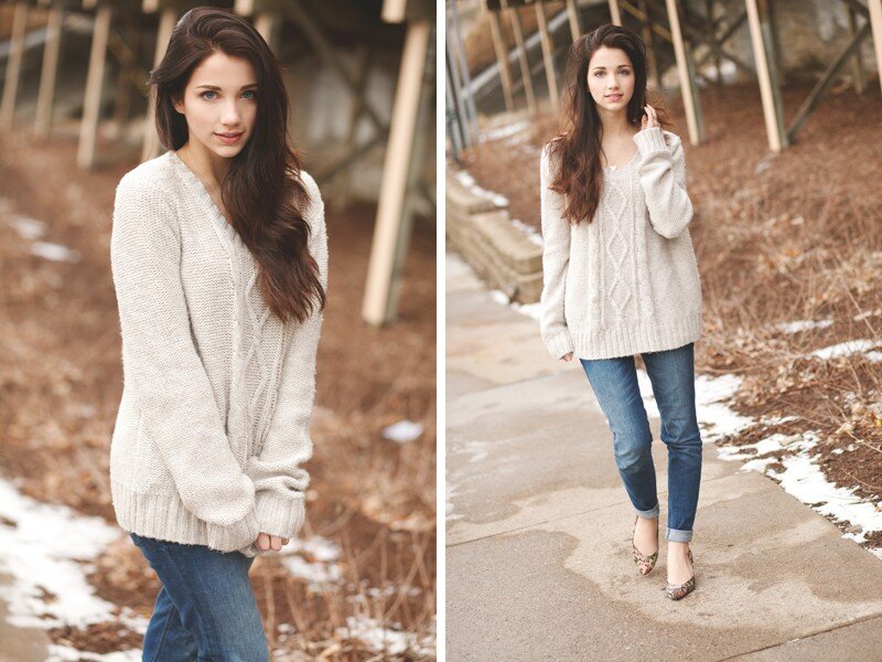 woman in cozy sweater