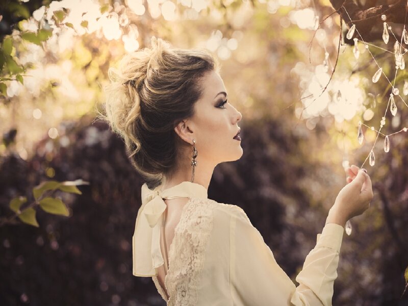 Woman in Cream Dress — Serene, Afternoon
