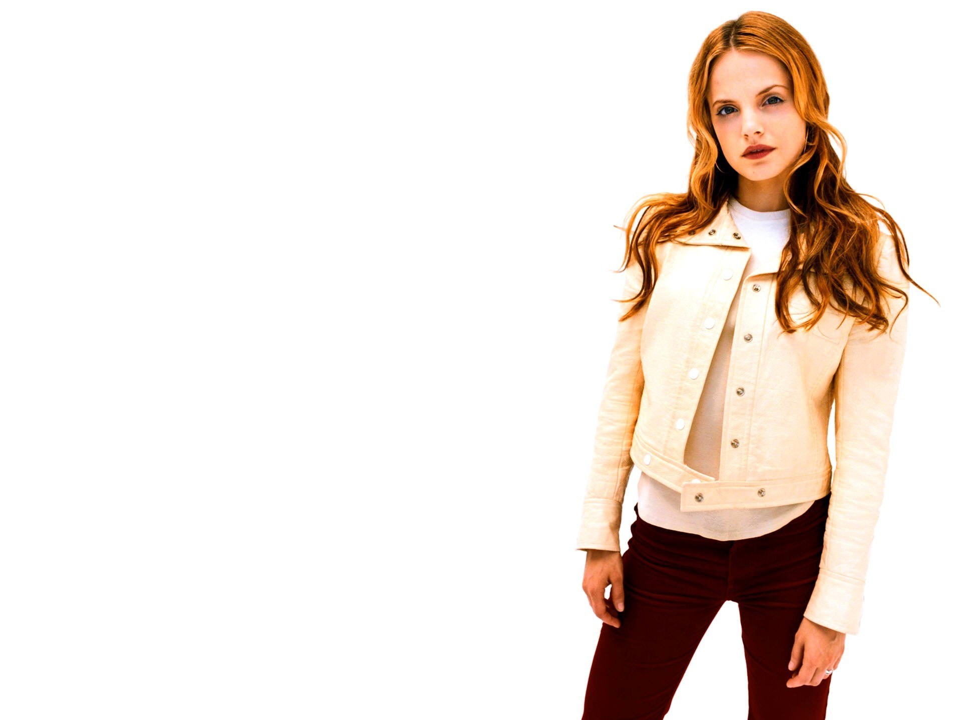 woman in cream jacket