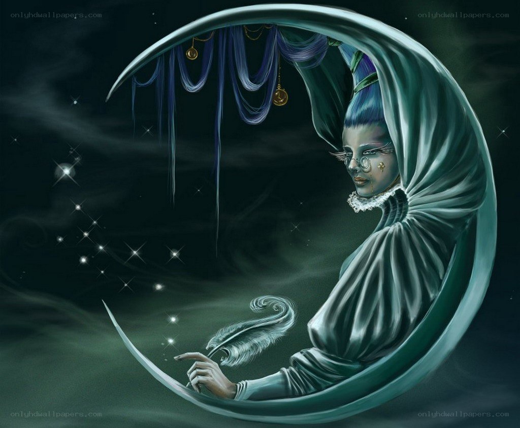 woman in crescent moon