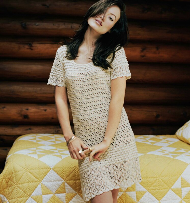 Woman in crochet dress