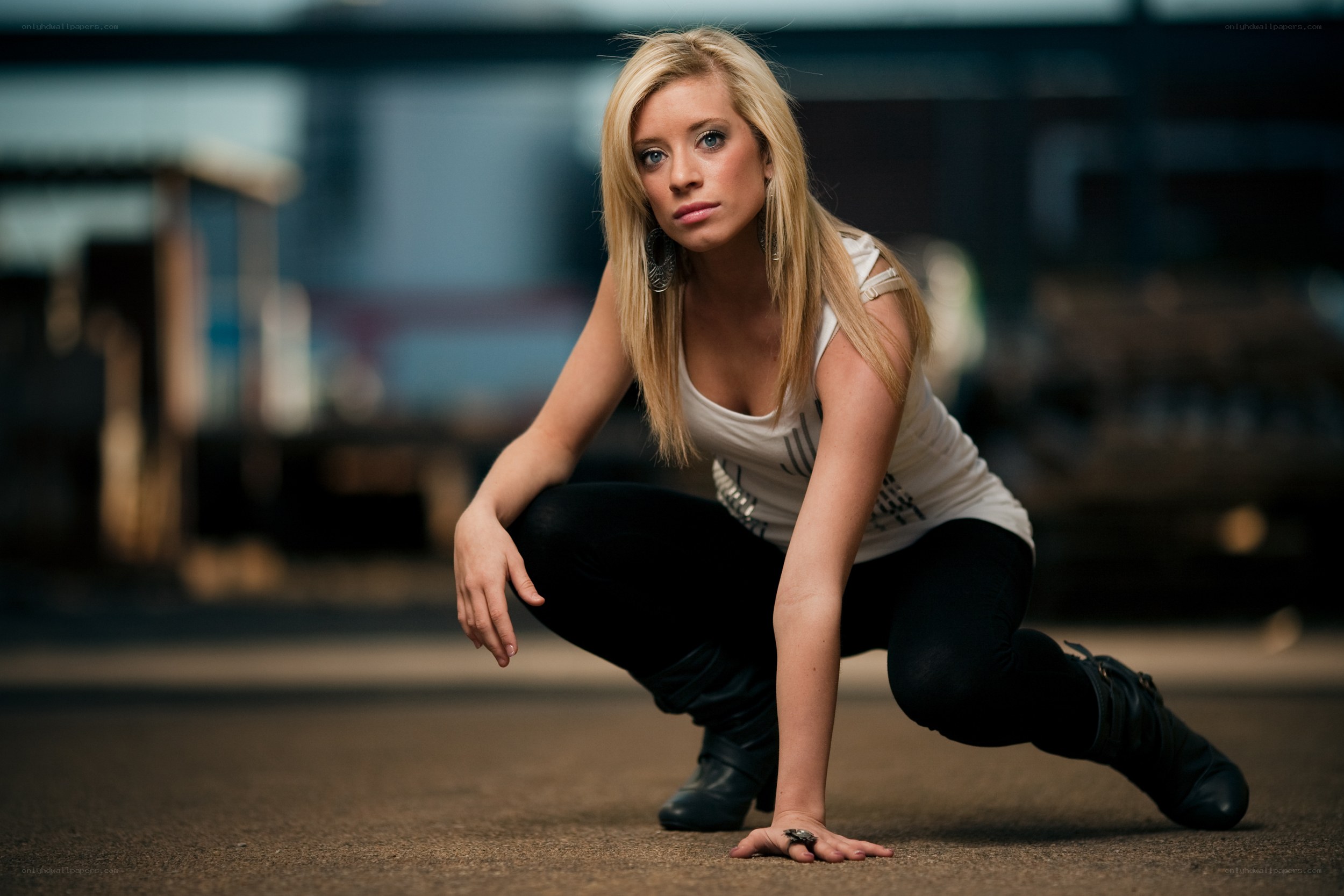 woman in crouched pose
