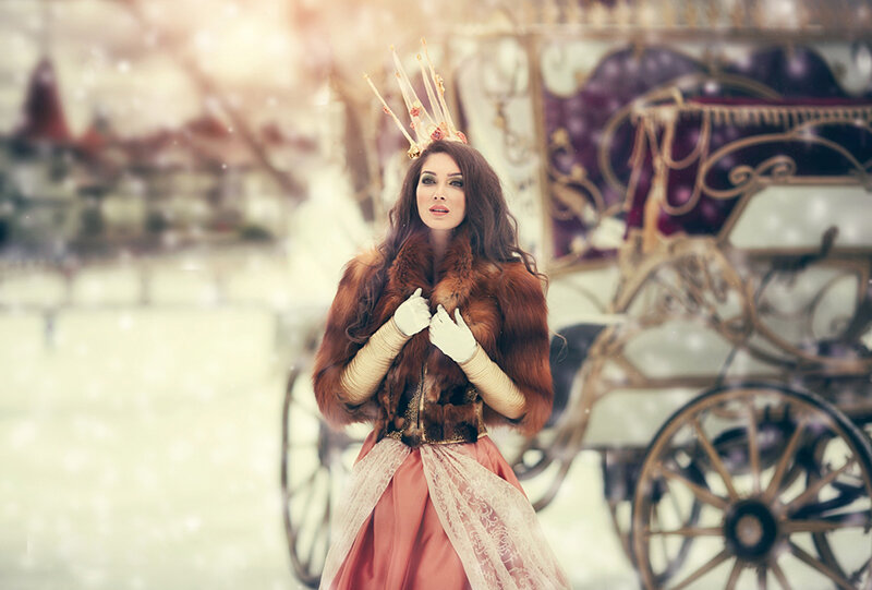 Woman in Crown and Fur Coat