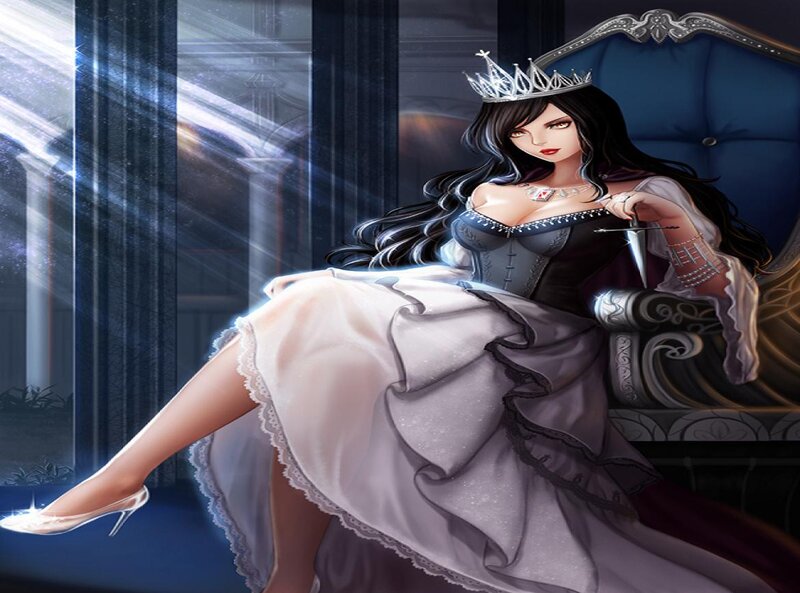 Woman in Crown on Throne — Black