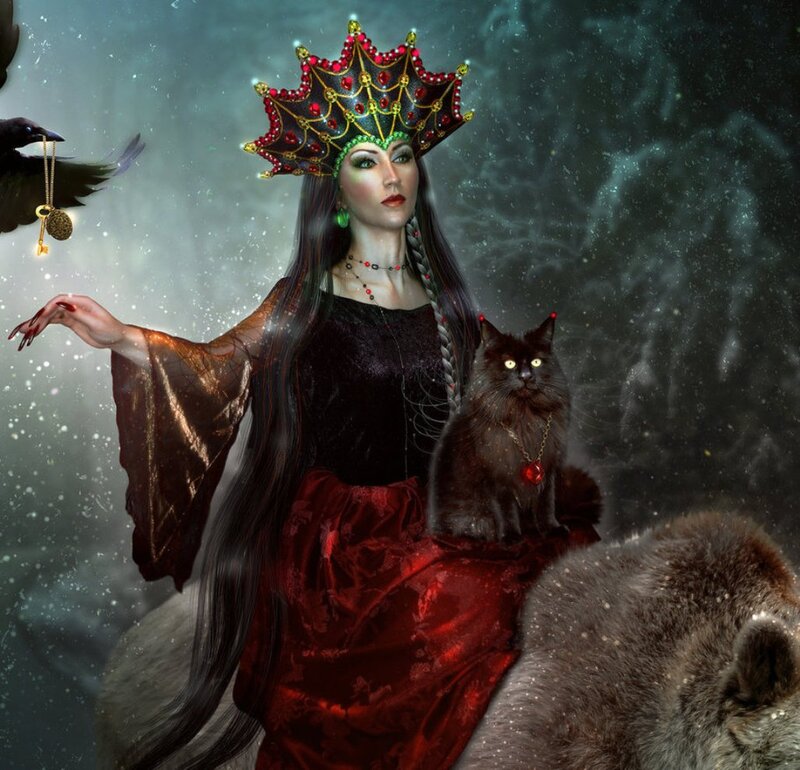 Woman in Crown with Cat