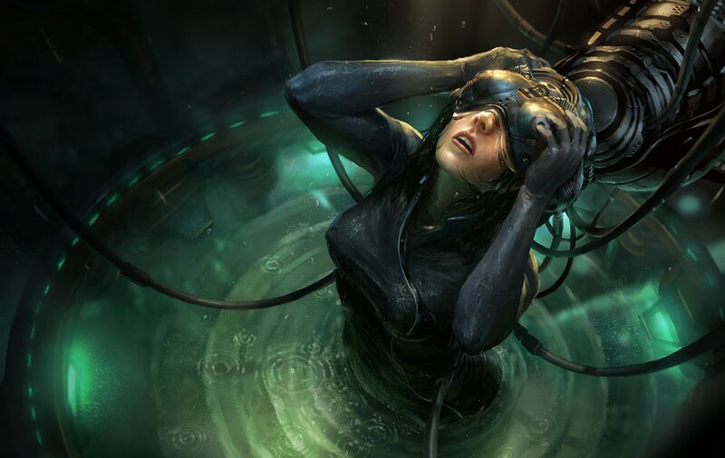 woman in cybernetic pod