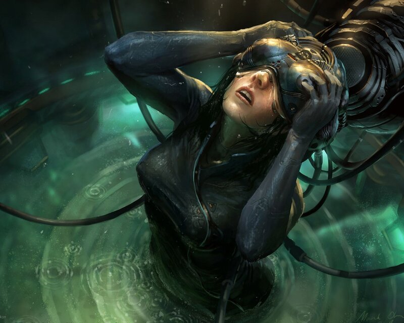 woman in cybernetic suit