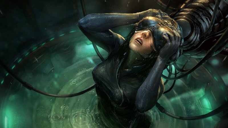 Woman in Cybernetic Suit — Green, Dramatic