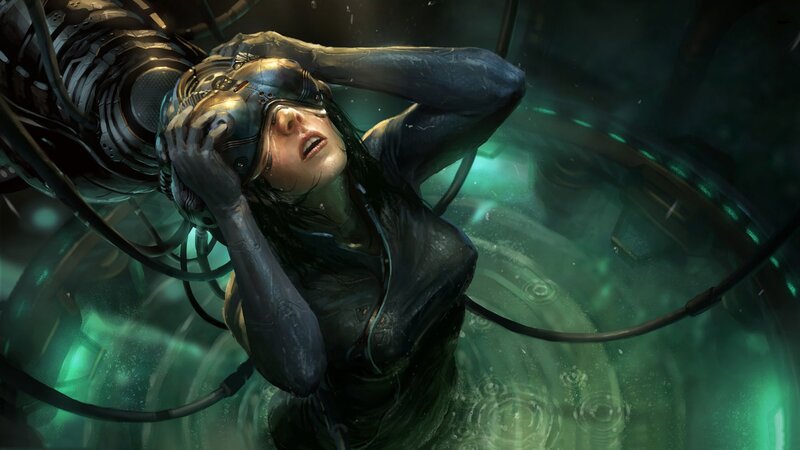 Woman in Cybernetic Suit — Green