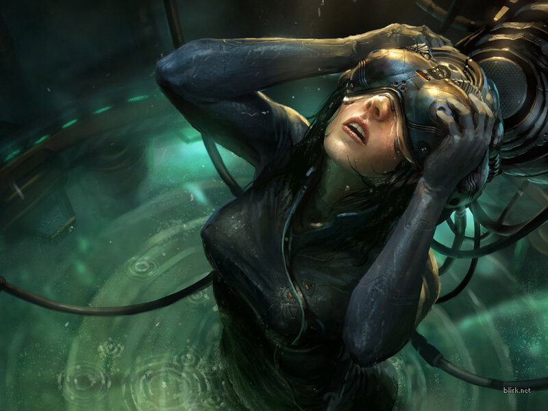 woman in cybernetic suit