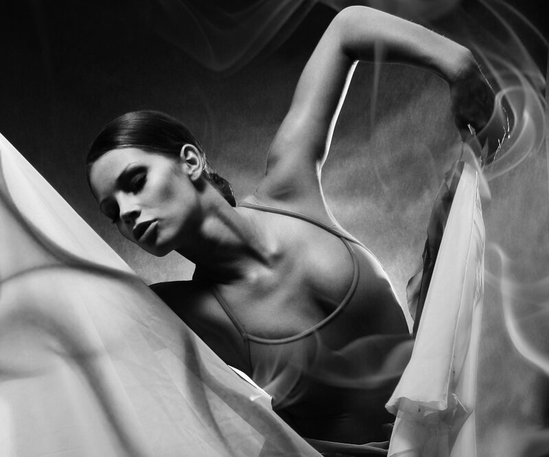 Woman in Dance Pose — Black, Dramatic