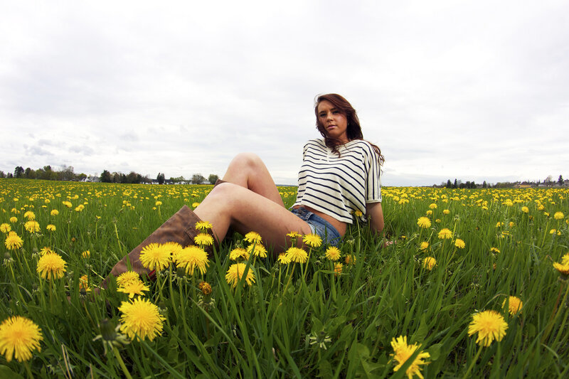 Woman in Dandelion Field — Yellow