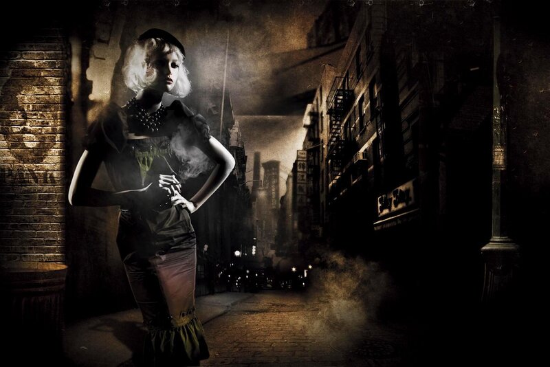 Woman in Dark Alley — Black