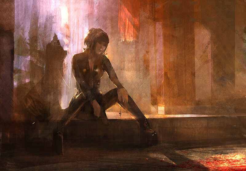 woman in dark alley