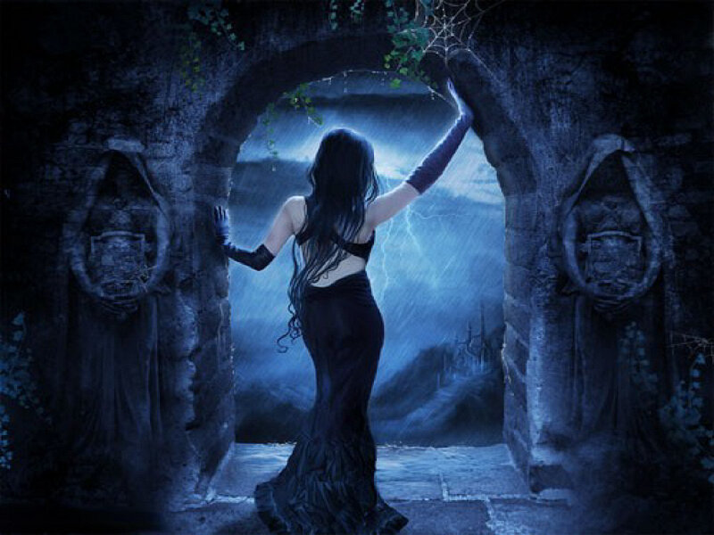 woman in dark archway