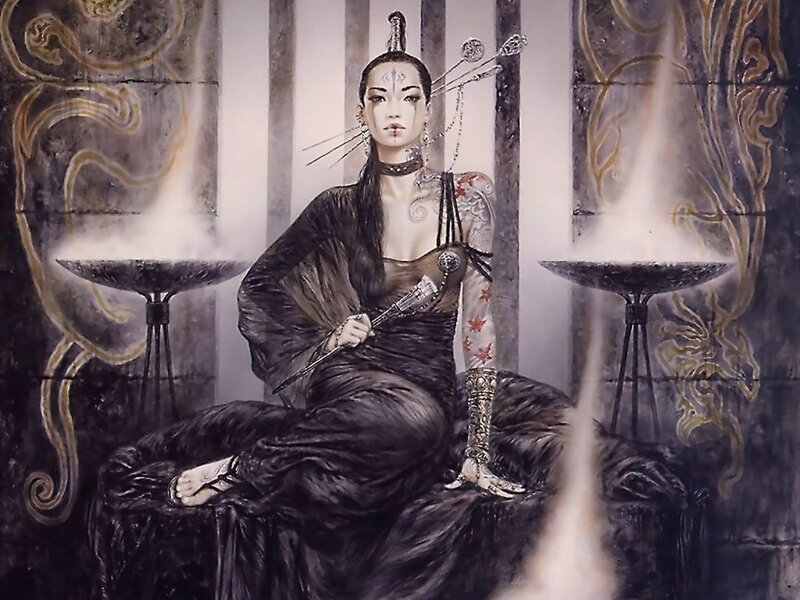 woman in dark ceremonial attire