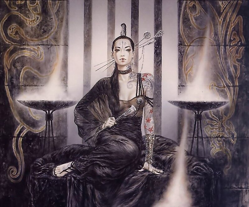 woman in dark ceremonial attire