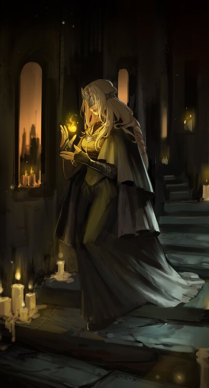 Woman in Dark Cloak — Black, Dramatic, Night, Digital Art