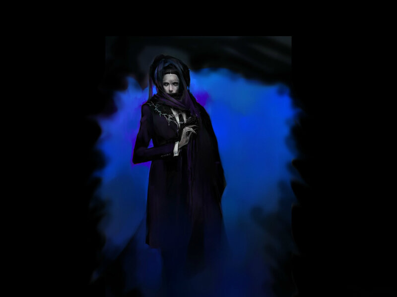 Woman in Dark Cloak — Black