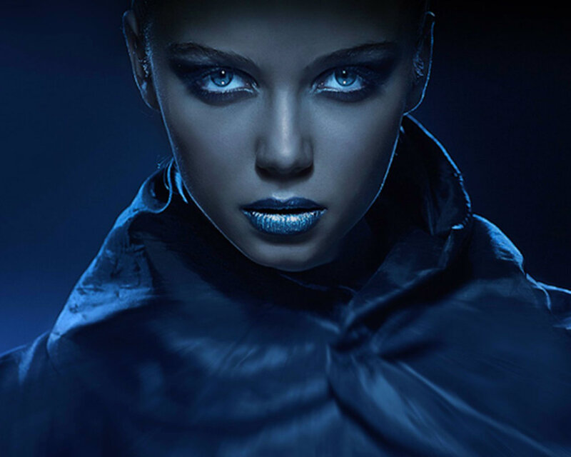 Woman in Dark Cloak — Blue, Dramatic, Night